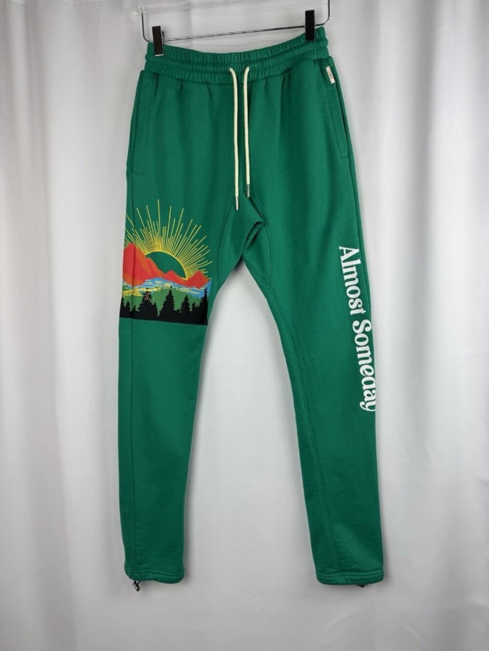 Almost Someday Mens Green Graphic Sweatpants Size Small Heavyweight Streetwear